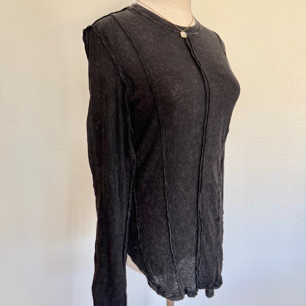 🩶 NWT Free People Black Dark Gray On Point Layering Tunic Long-Sleeve Top - Picture 3 of 13